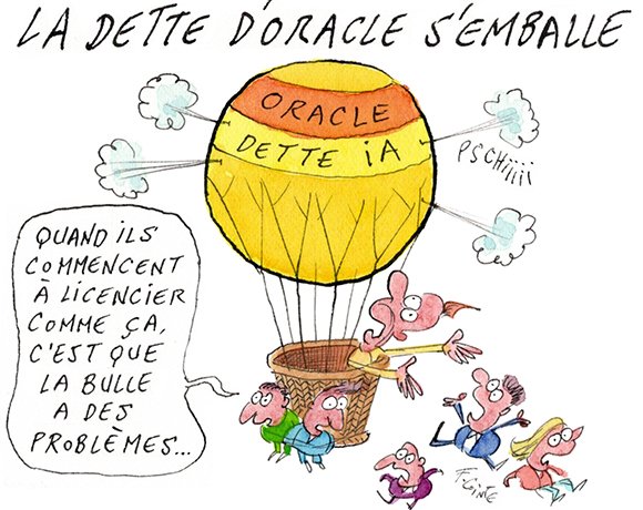Dessin: Déconvenues d’Oracle : les signes avant-coureurs d’un éclatement de la bulle IA